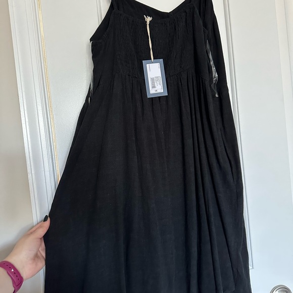 NWT Black Tank Dress with Buttons and Pockets - Picture 3 of 4